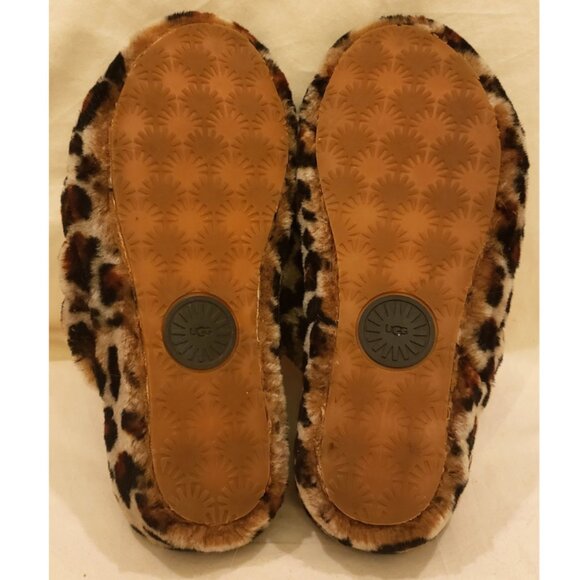 UGG Fluff Yeah Leopard Sling Back Slippers Lamb Fur Throughout Size-8 - Picture 9 of 9